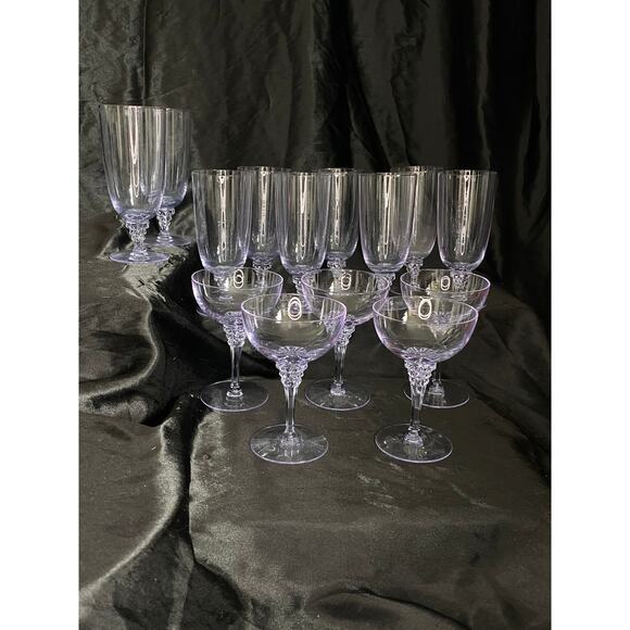 Vintage Iced Tea Stem 1962 Tiffin-Franciscan Twilight Blue OPTIC For 1 Glass - Picture 3 of 10